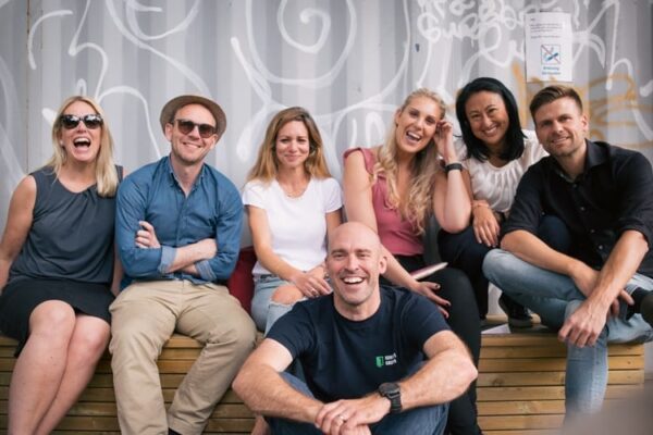 Vi på Kunskapsgruppen eftre frisbeegolfen på årets sommarfest..